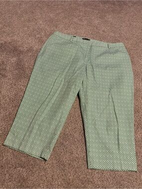 Talbots Heritage Mint Green Geo-Print Cropped Pants